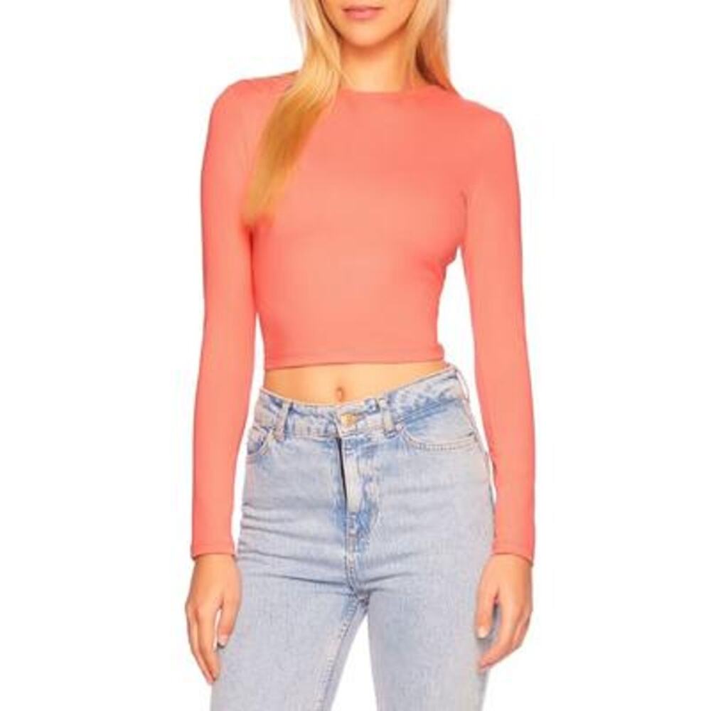 Susana Monaco Long Sleeves Stretch Crop Top Lotus NWT Size Medium